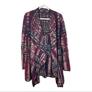 Lucky Brand Size Medium Multicolor Aztec Waterfall Open Cardigan